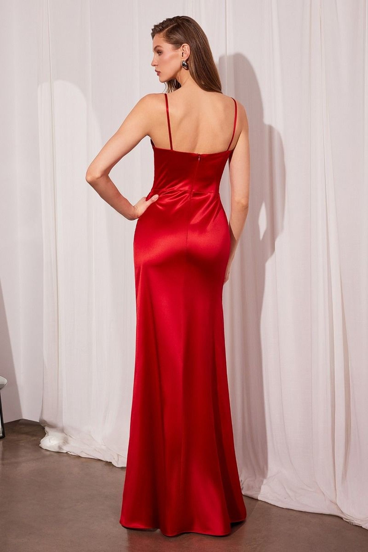 Ladivine Amoris Long Fitted Satin Gown Corset Bodice Slit